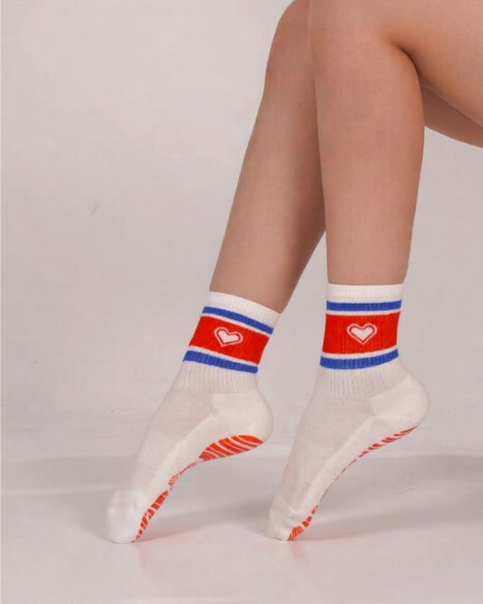 Stripe Heart - Crew Grip Socks | The Everyday Collection
