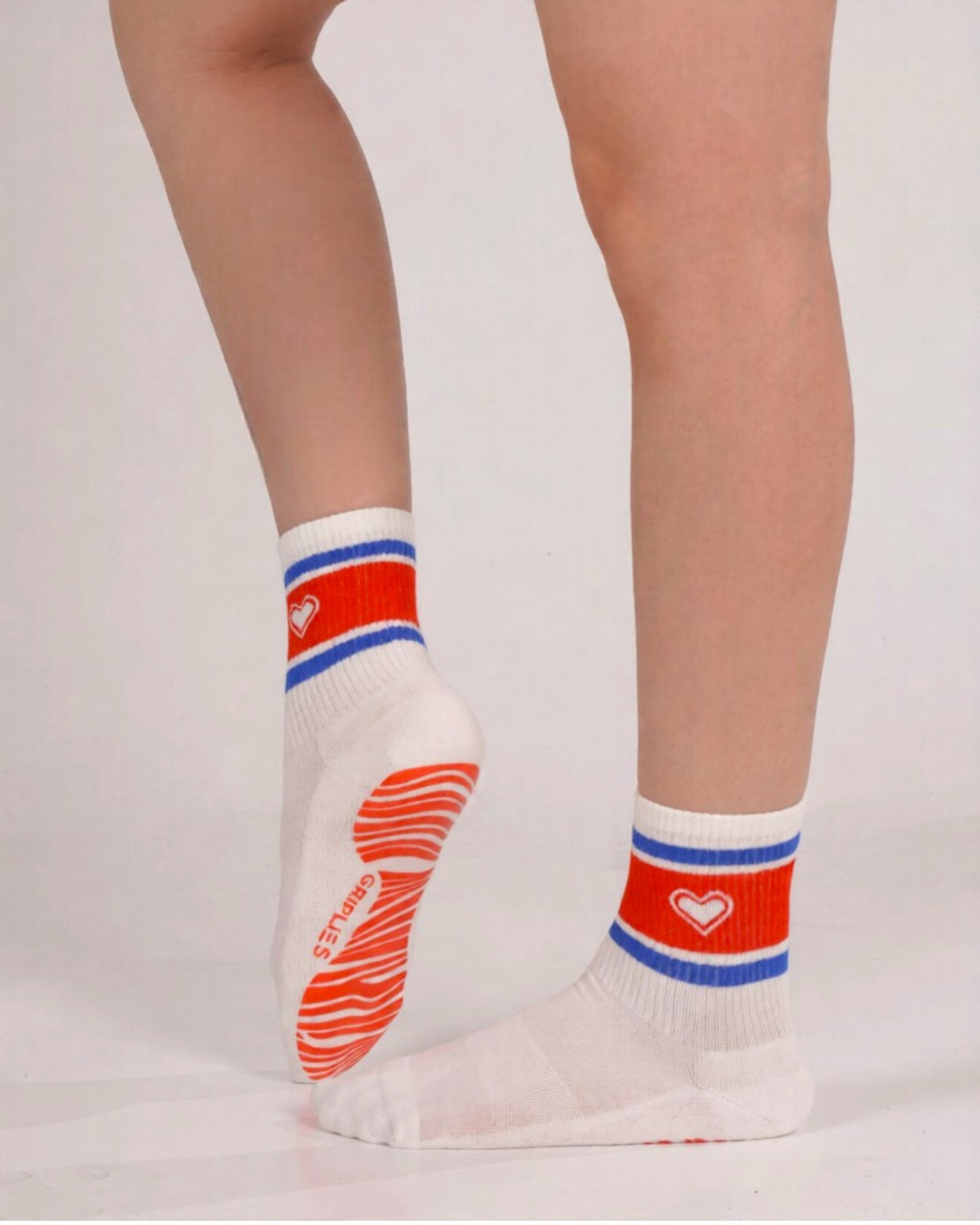 Stripe Heart - Crew Grip Socks | The Everyday Collection
