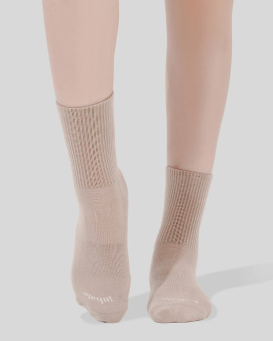 Inhale Exhale - Oatmilk - Crew Grip Socks | The Everyday Collection