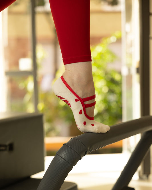 Red Hearts - Ballerina Pilates Grip Socken - Griplies