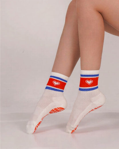 Stripe Heart - Crew Grip Socks | The Everyday Collection