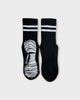 Grip Socks – Classic Black Crew with White Stripes and Non-Slip Grip
