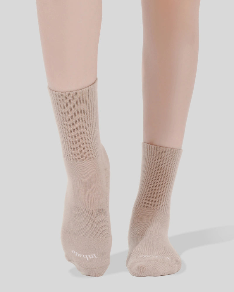 Inhale Exhale - Oatmilk - Crew Grip Socks | The Everyday Collection