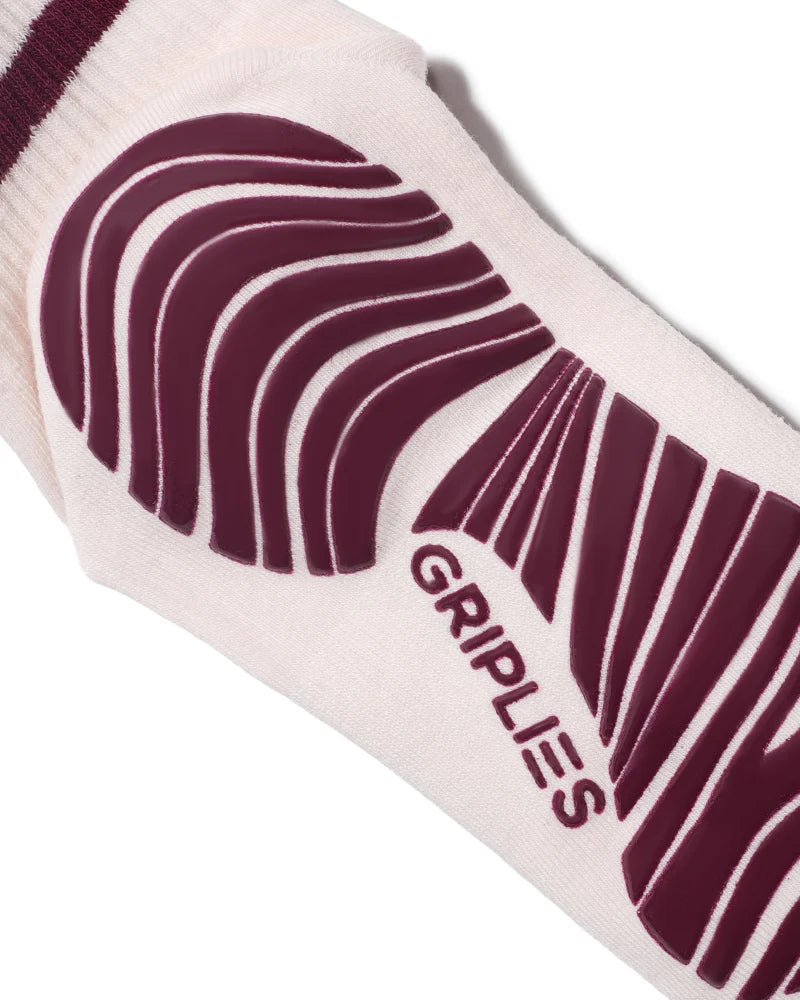 Pilates Socks – Sweetheart Cherry Stripes Crew | Valentine’s Edition 2026