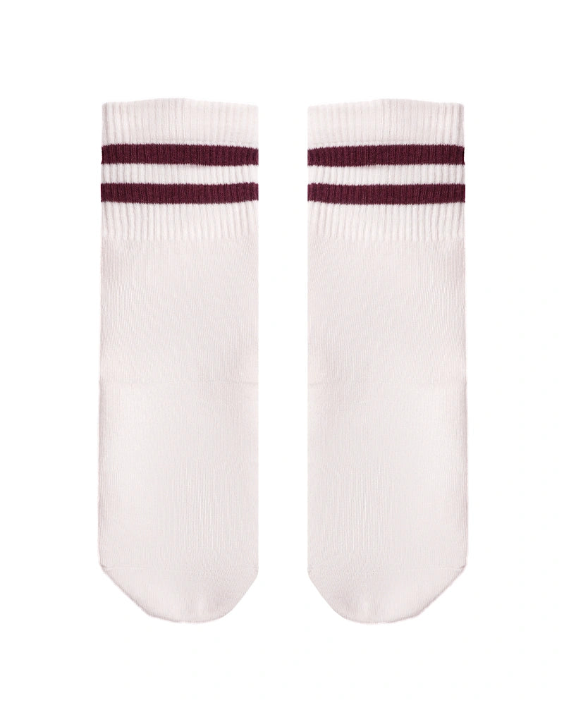 Pilates Socks – Sweetheart Cherry Stripes Crew | Valentine’s Edition 2026