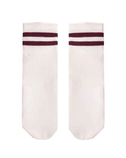 Pilates Socks – Sweetheart Cherry Stripes Crew | Valentine’s Edition 2026